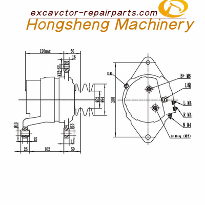 600-825-3151 alternador 24V 40A do motor 6D125 de Generator Komatsu PC400-6 da máquina escavadora