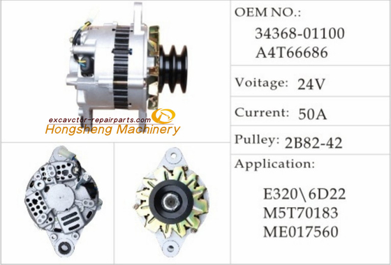 34368-01100 A4T66686 máquina escavadora Generato Engine 3066 Carter E320B C 24V 55A